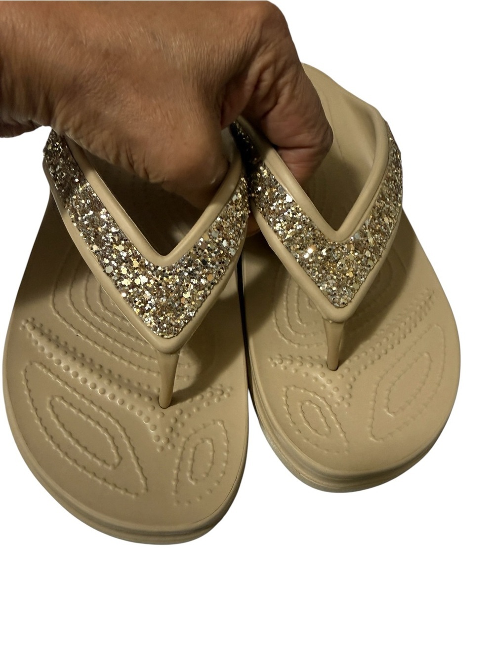 Croc Gold Glitter Flip Flop Sandals for Women - Picture 7 of 13